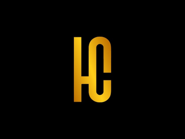 Een zwarte achtergrond met de letters h en c in het geel