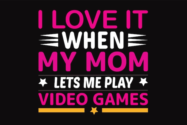Een zwarte achtergrond met de woorden ik vind het geweldig als ik van mijn moeder videogames mag spelen.
