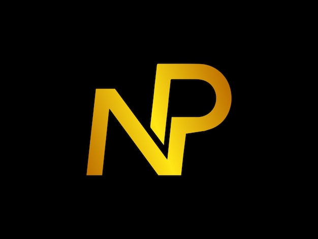 Een zwarte achtergrond met een geel logo voor np