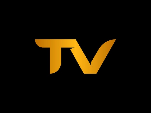 Een zwarte achtergrond met een geel tv-logo