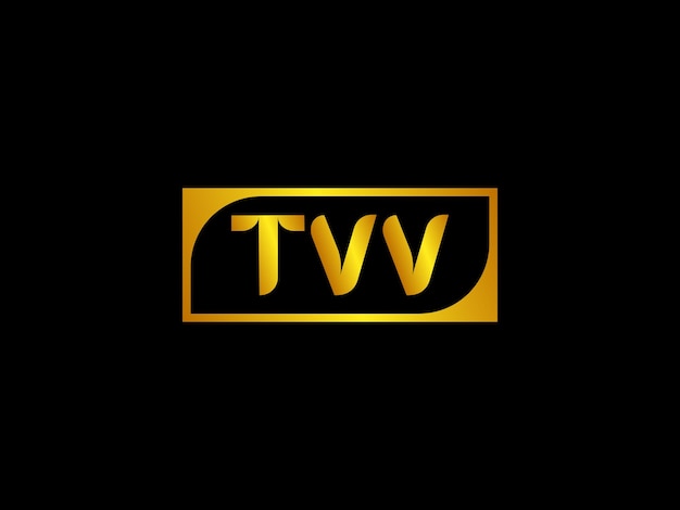 Vector een zwarte achtergrond met een gouden logo waarop tvv staat.