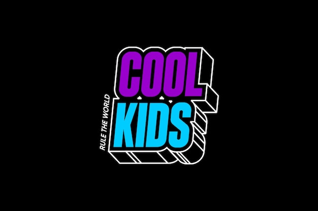 Een zwarte achtergrond met een logo voor coole kinderen erop geschreven.