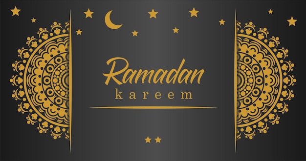 Een zwarte achtergrond met een zwarte achtergrond met de woorden ramadan kareem.