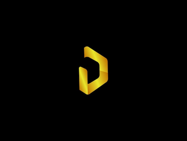 Een zwarte achtergrond met het gele d-logo erop