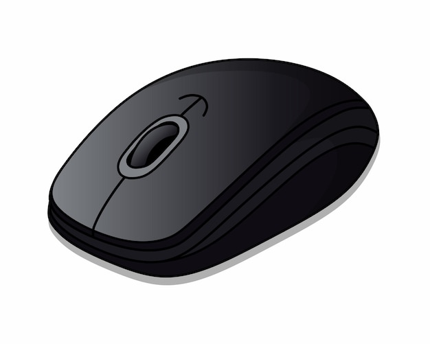 Een zwarte computermuis geïsoleerd op een witte achtergrond