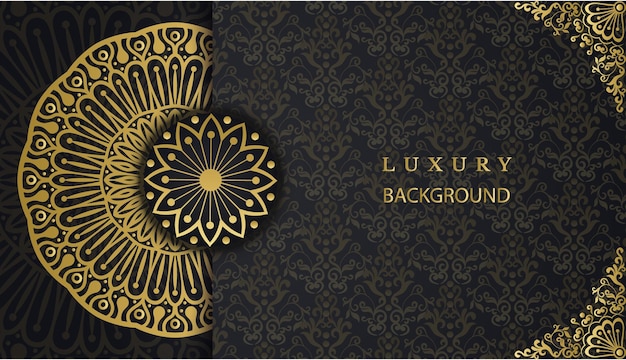Een zwarte en gouden achtergrond met een gouden ontwerp en het woord luxe.