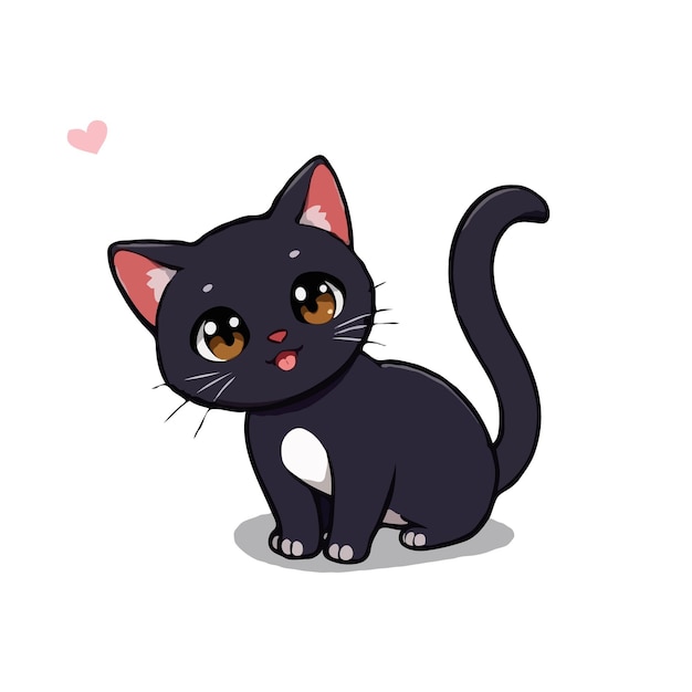 een zwarte kat met een hart op zijn borst
