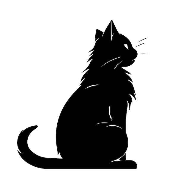 Een zwarte silhouetkat vectorillustratie