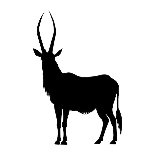 Vector een zwarte vector met een silhouet van een gemsbok op een witte achtergrond