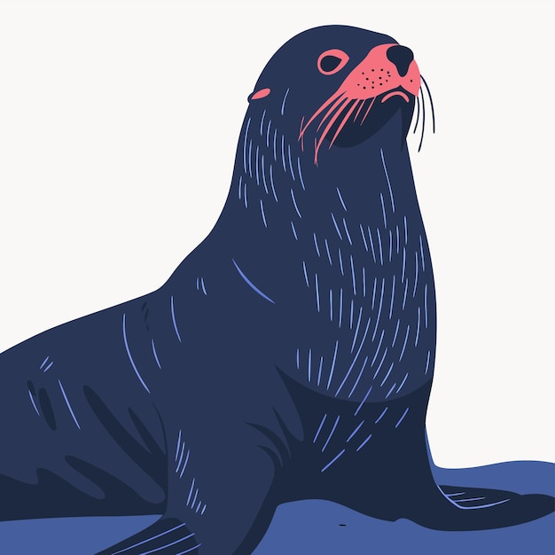 een zwarte zeehond met een rode snavel en een rij tanden
