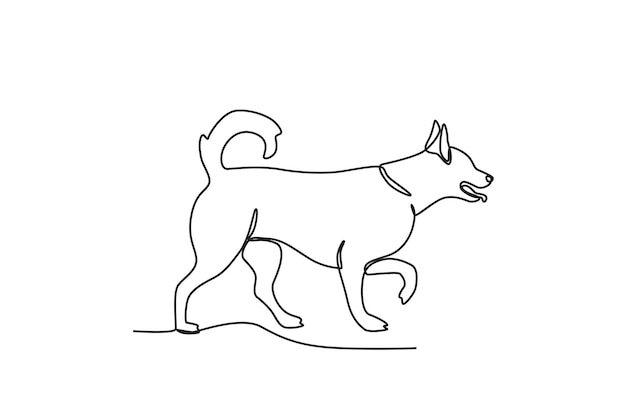 Een zwerfhond wandelen Werelddierendag oneline tekening