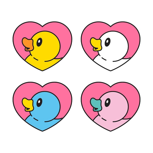 Eend hart pictogram cartoon valentijn