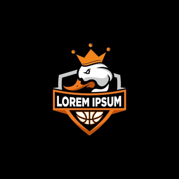 Vector eend maskot esport basketbal logo design vector