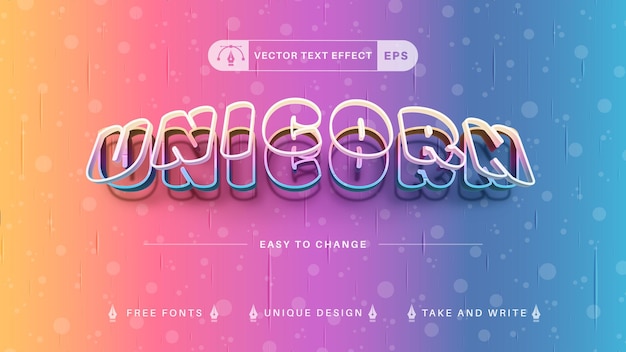 Eenhoorn bewerkbaar teksteffect, lettertypestijl