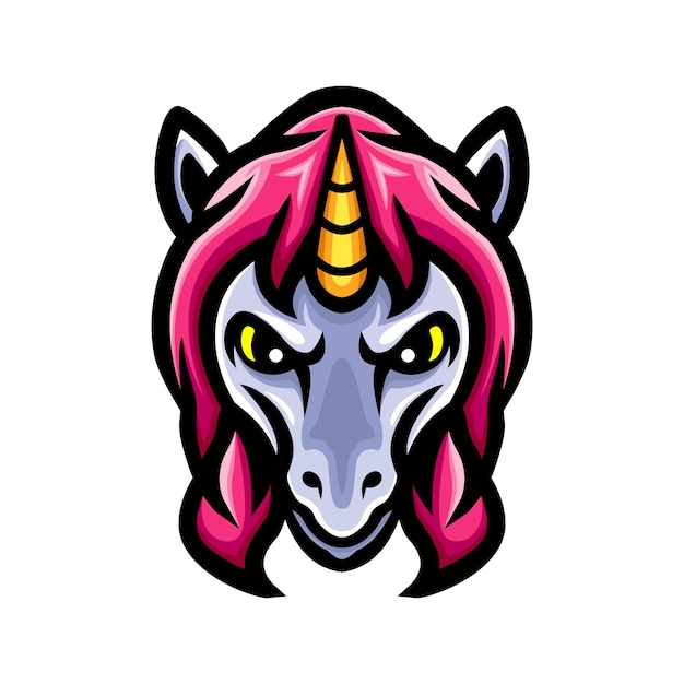 Eenhoorn hoofd logo mascotte ontwerp
