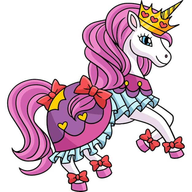 Eenhoorn Prinses Cartoon Gekleurde Clipart