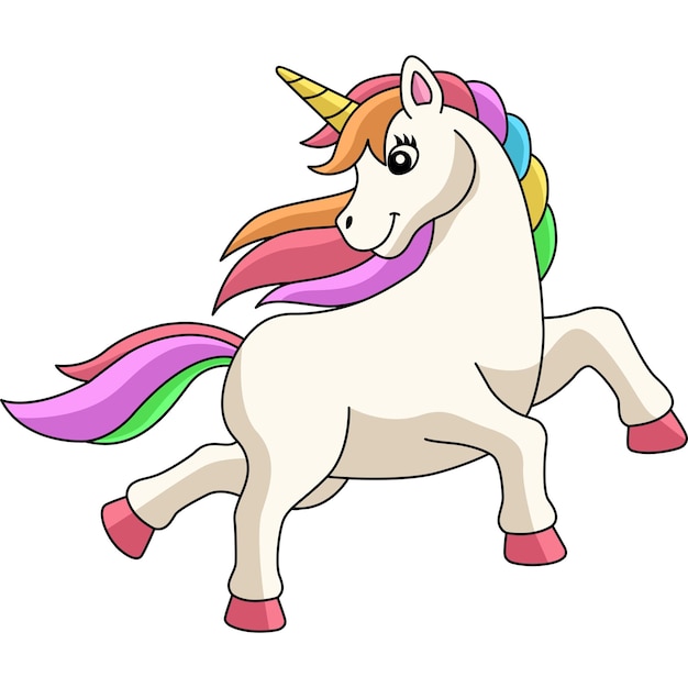 Eenhoorn wandelen op het strand Cartoon Clipart