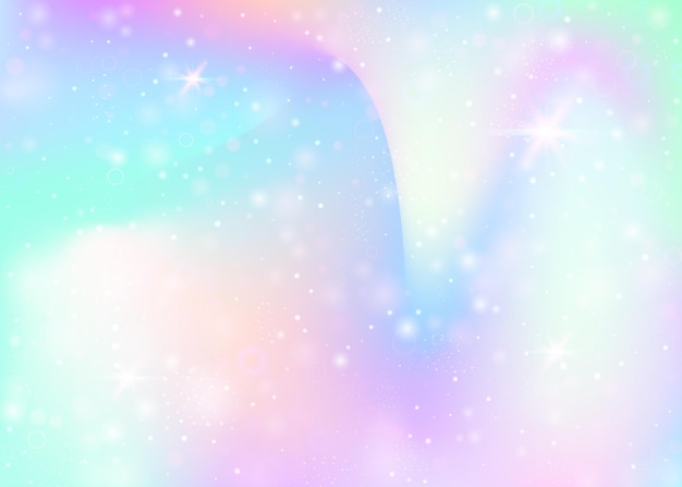 Eenhoornachtergrond met regenbooggaas Vloeibare universumbanner in prinseskleuren Fantasiegradiëntachtergrond met hologram Holografische eenhoornachtergrond met magie schittert sterren en vervaagt