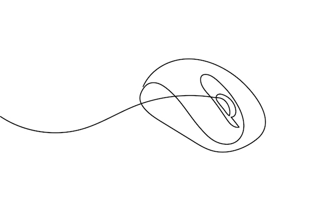 Eenlijnte tekening van een computermuis