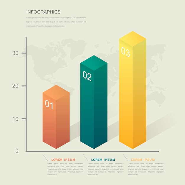 Eenvoud infographic sjabloonontwerp met 3d isometrische staafdiagram