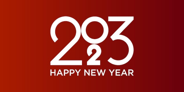 Eenvoudig 2023 nieuwjaarslogo-ontwerp op rode achtergrond