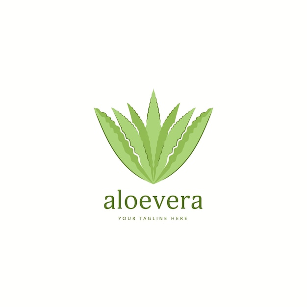 Eenvoudig aloevera kruidenplant logo icoon