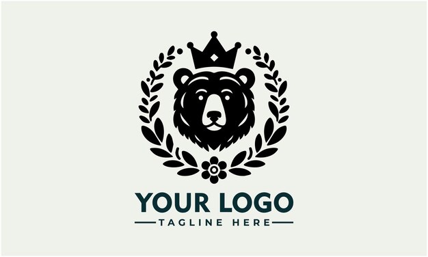Eenvoudig Bear vector logo ontwerp Vintage Bears Crown Flower logo Vector ontwerp voor Bear Lover