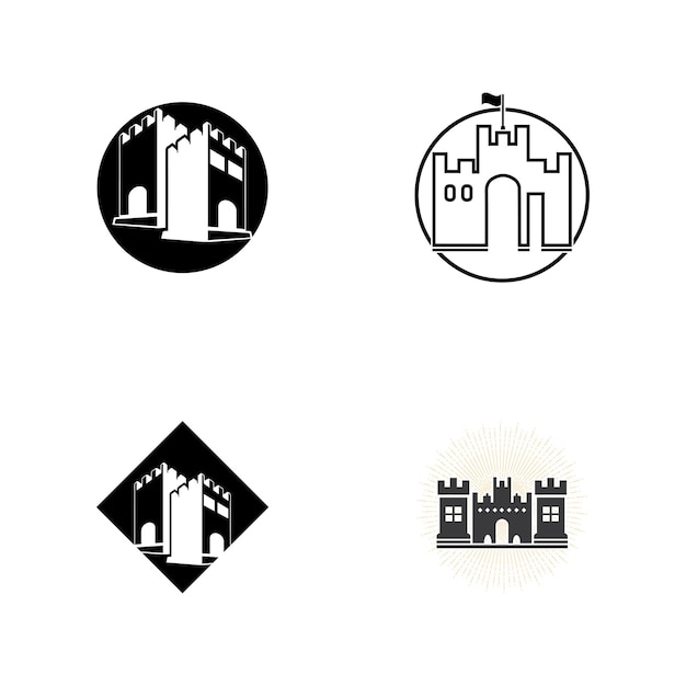 Eenvoudig bewerkbaar logo-ontwerp voor kasteelpaleis