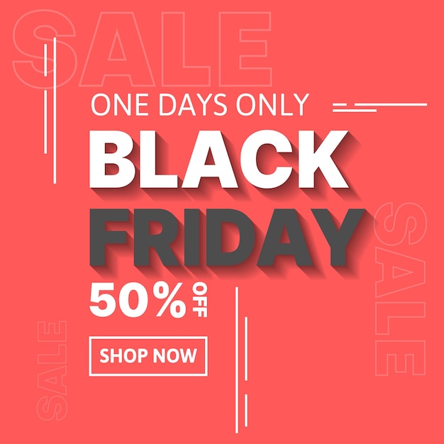 Eenvoudig black friday-bannerontwerp in rood-witte en zwarte kleur