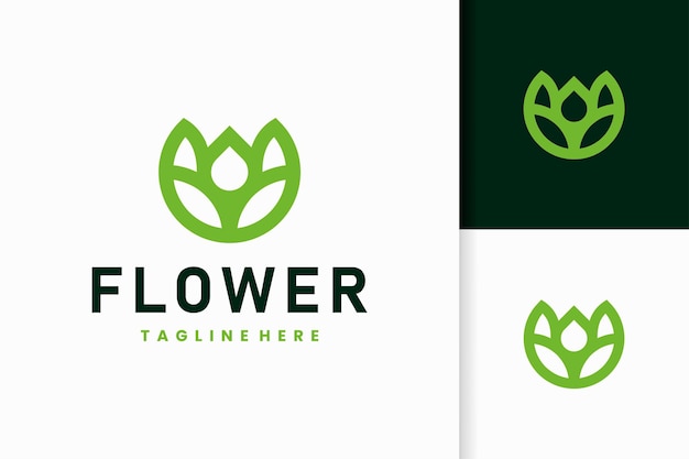 eenvoudig bloemen- en mensenlijn logo combinatieontwerp