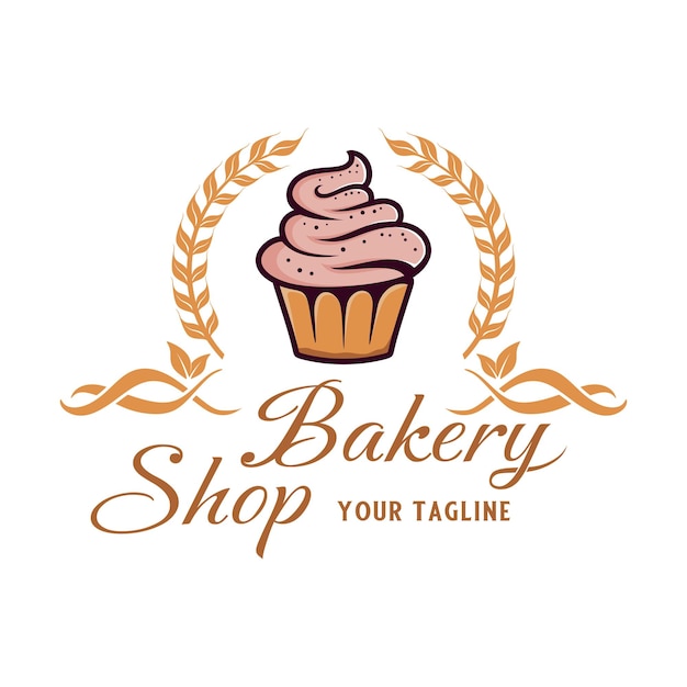 eenvoudig cake- en bakkerij-logo-ontwerp, perfect voor bakkerij, bakkerij-etiketten of banketbakkerij