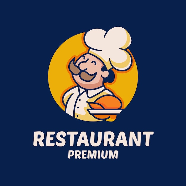 eenvoudig chef-kok restaurant mascotte logo ontwerp