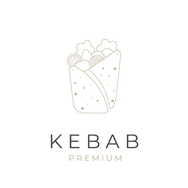 Eenvoudig Elegant Kebab Line Art Illustratie Logo