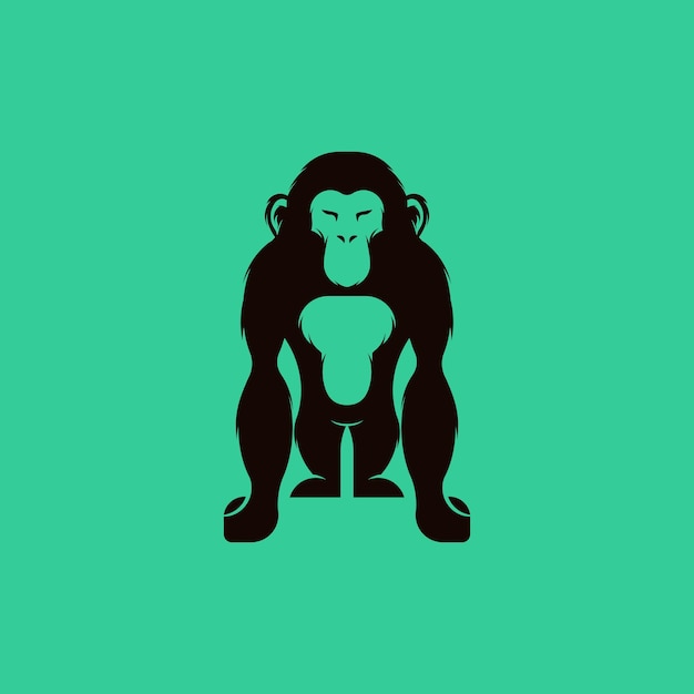 Eenvoudig en cool chimpansee aap logo illustratie sjabloon kan worden gebruikt voor digitaal en print