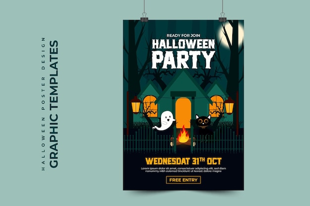 Eenvoudig en elegant Halloween-grafisch ontwerpsjabloon dat gemakkelijk aan te passen is