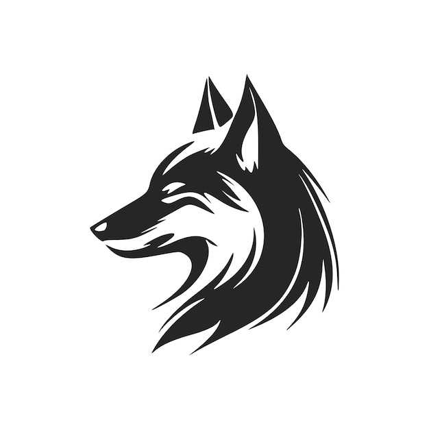 Eenvoudig en elegant zwart-wit wolfs hoofd vector logo