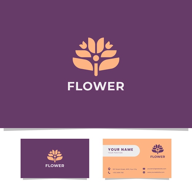 Eenvoudig en minimaal bloemlogo-ontwerp