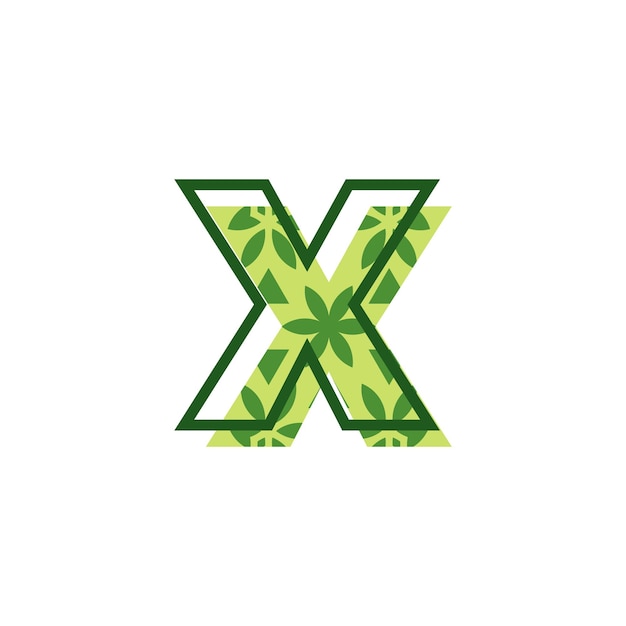 eenvoudig en modern letter X natuurlijk bladpatroonlogo