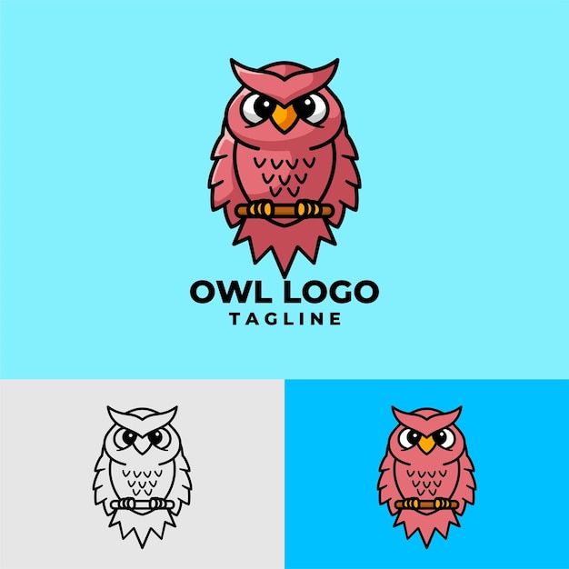 Eenvoudig en schoon uil mascot logo-ontwerp. Vlakke en schetsmatige cartoonstijl