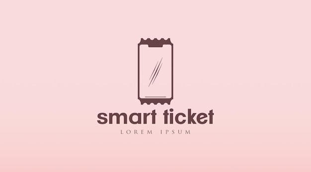 Eenvoudig en uniek ticketlogo-ontwerpconcept met logo met dubbele betekenis