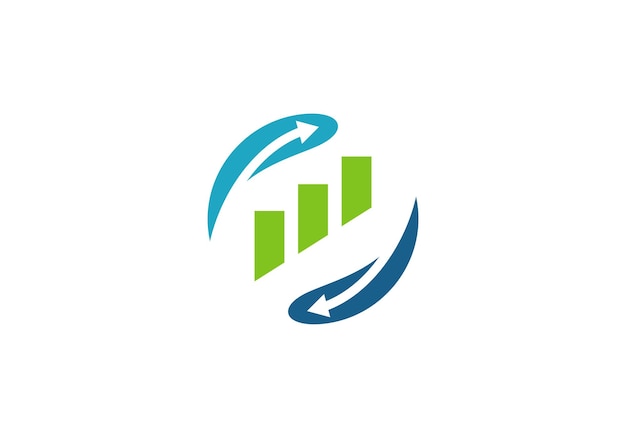 Eenvoudig financieel logo creatief pijldiagram boekhoudkundig icoonontwerp