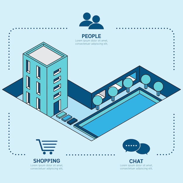 Eenvoudig gebouw infographic sjabloon.