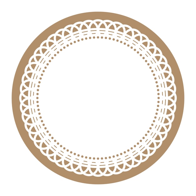 Eenvoudig gedetailleerd lichtbruin symmetrisch ronde ornamentele kant cirkel blanco frame border element