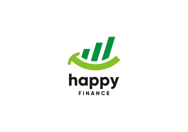 Eenvoudig gelukkig financieel logo creatief pijldiagram boekhoudkundig icoonontwerp