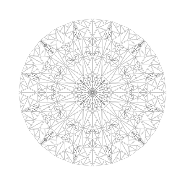 Eenvoudig geometrische ronde driehoek mandala patroon kleurplaat ontwerp