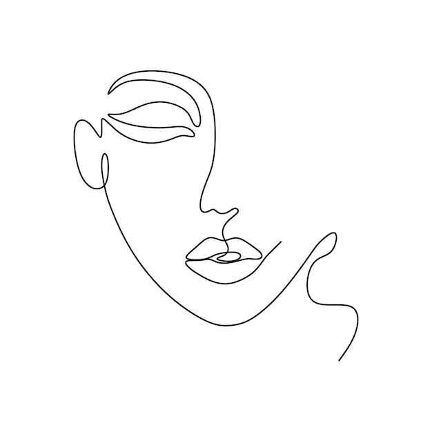 eenvoudig gezicht doorlopende lijntekening