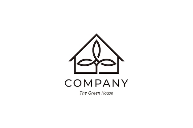 Eenvoudig Green House logo-ontwerp