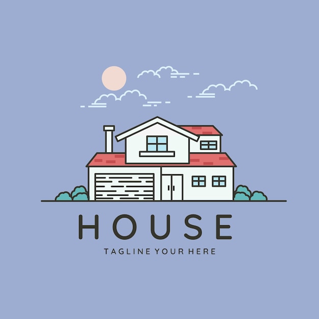 Eenvoudig huis lijn kunst logo vector symbool illustratie ontwerp