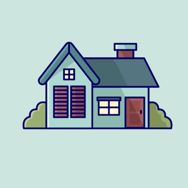 Eenvoudig huisje modern huis met schoorsteen cartoon vector illustratie Collectie van huis concept icoon
