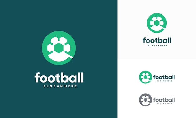 Eenvoudig iconisch voetballogo-ontwerpsjabloon, voetballogo-sjabloonsymboolpictogram